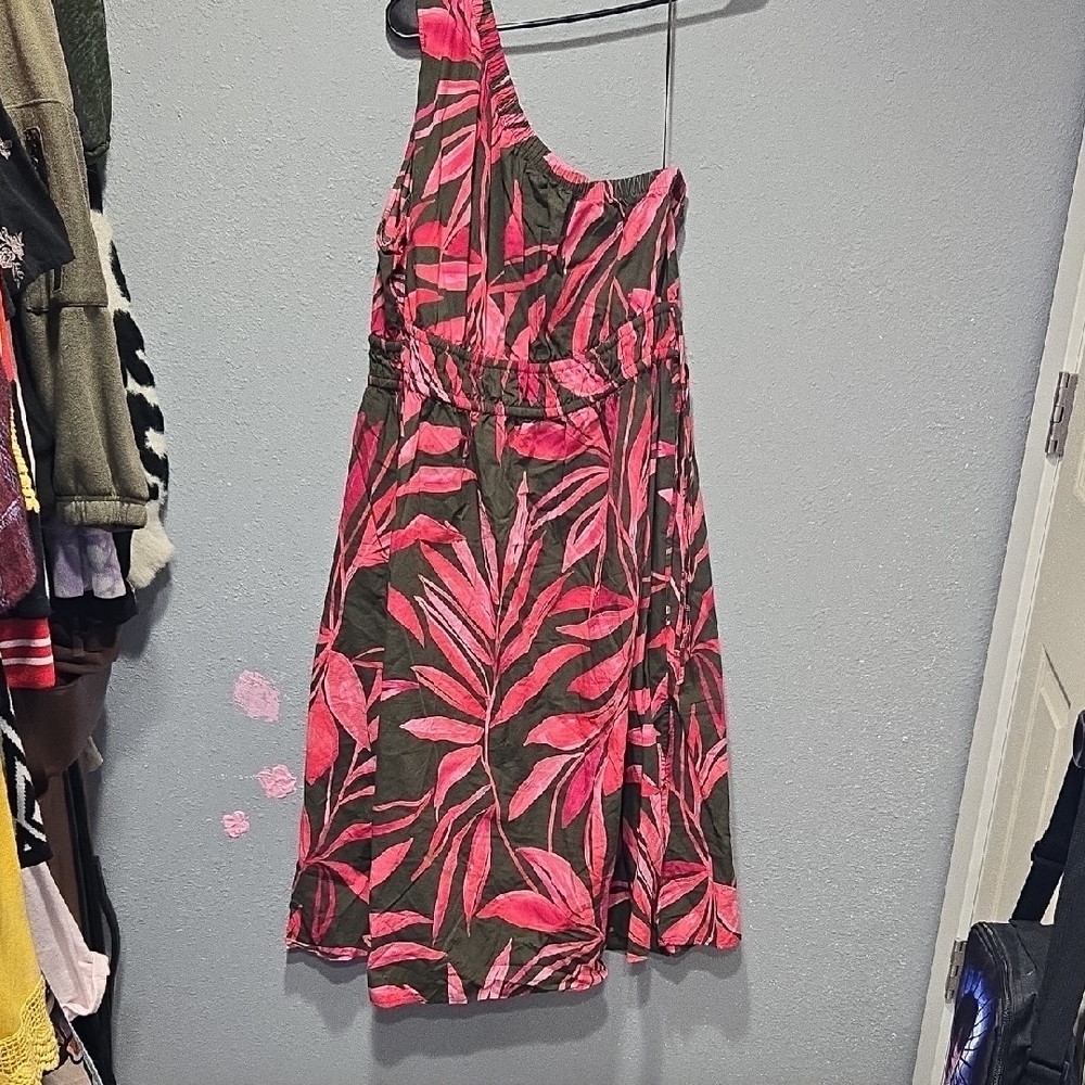 Time and Tru Pink and Brown Leaf Pattern Kids Dress
